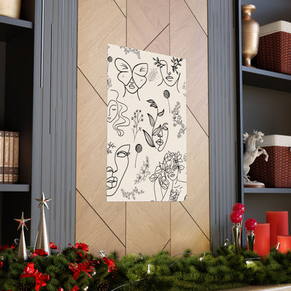 Floral Doodles Of Women Poster