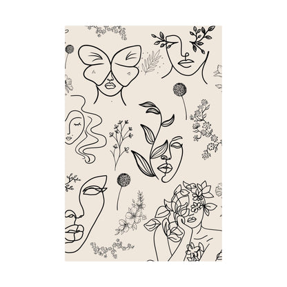 Floral Doodles Of Women Poster