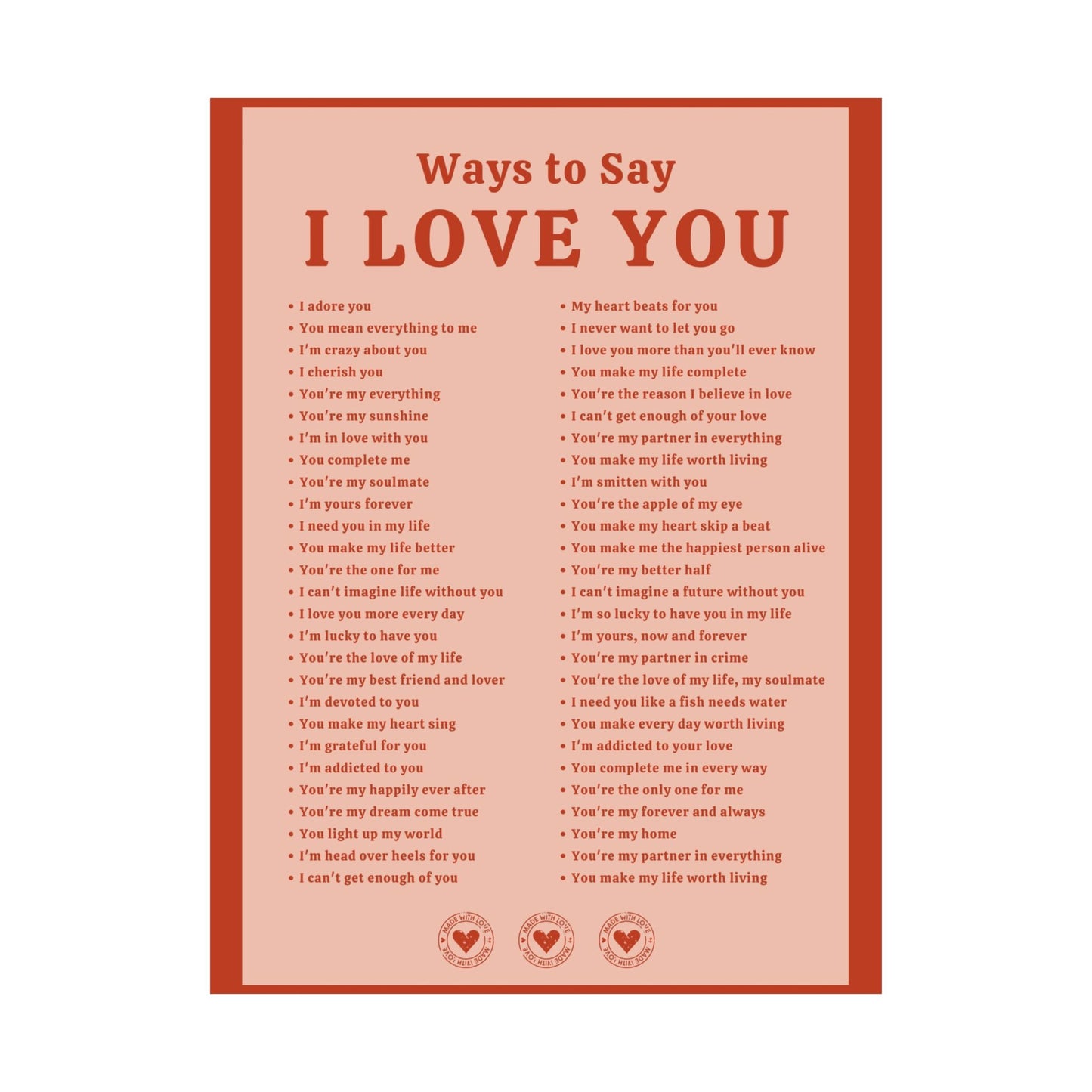 Ways to Say I Love You Poster