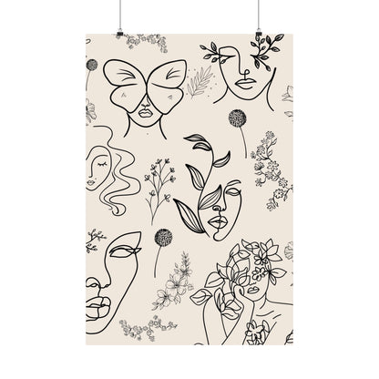 Floral Doodles Of Women Poster