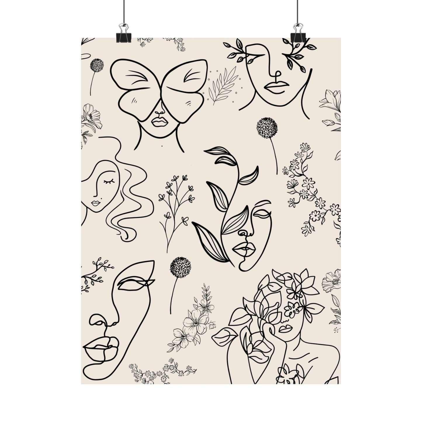 Floral Doodles Of Women Poster