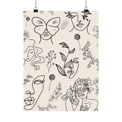 Floral Doodles Of Women Poster
