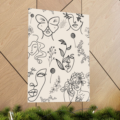 Floral Doodles Of Women Poster