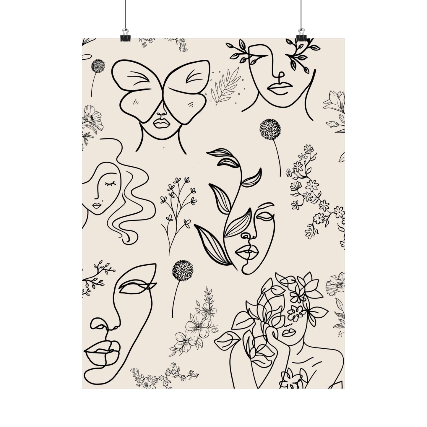 Floral Doodles Of Women Poster