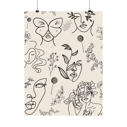 Floral Doodles Of Women Poster