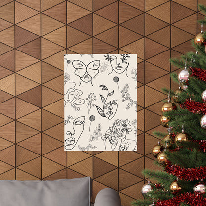 Floral Doodles Of Women Poster